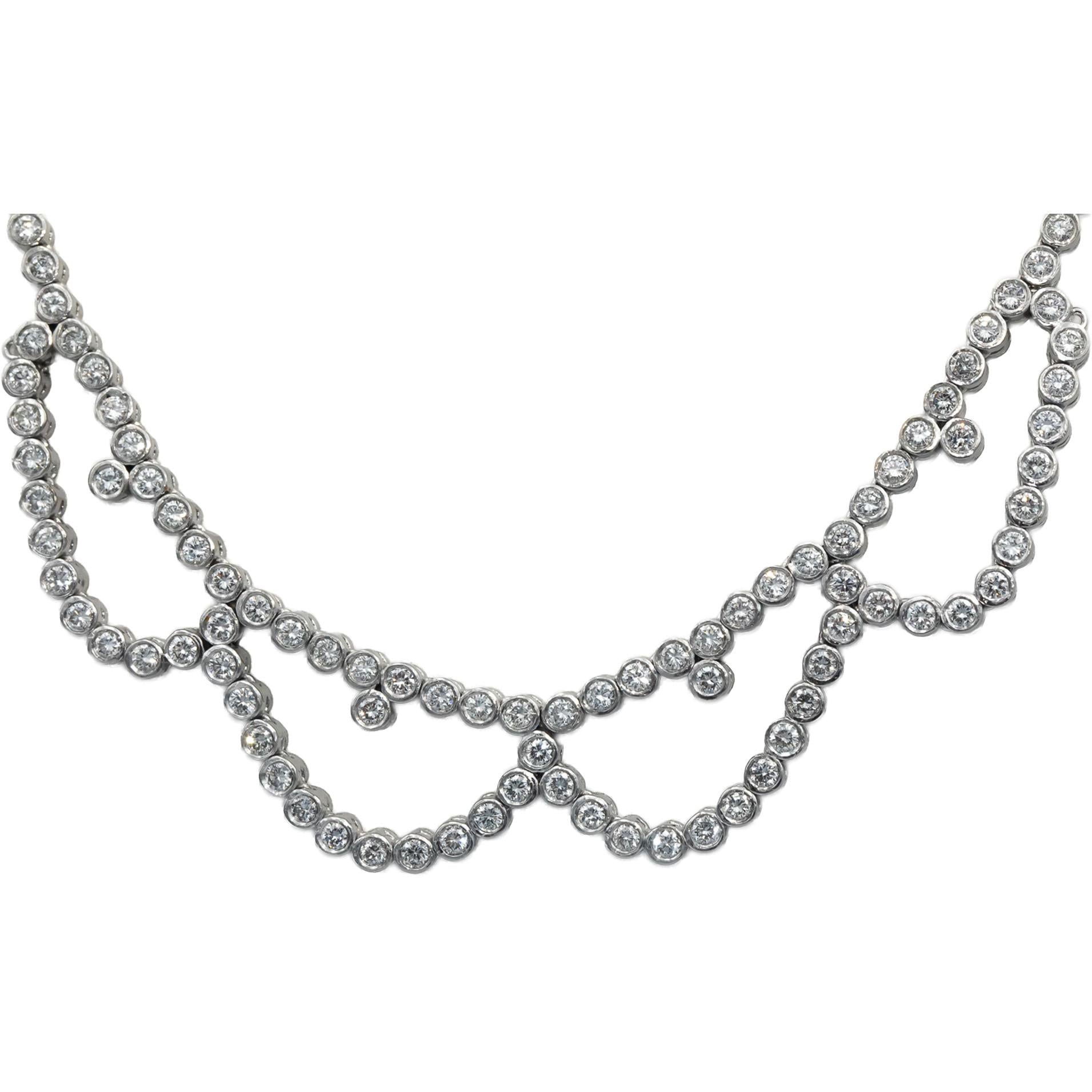 18k White Gold 10.50CT VS Round Cut Bezel Set Diamond Formal Choker Necklace