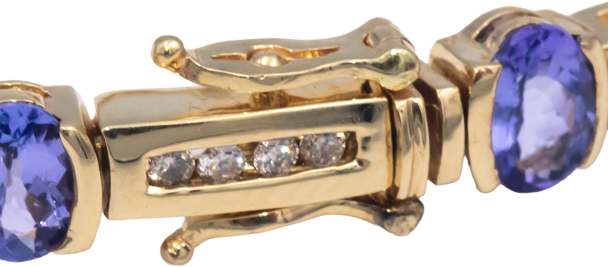 14k Yellow Gold Jewelry Diamond & Tanzanite Channel Set Link Bracelet 5.70CT