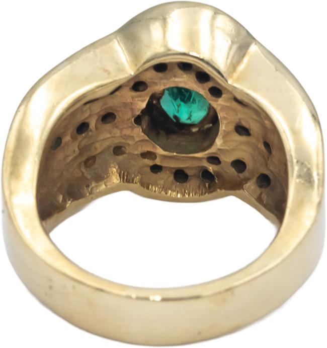 14k Yellow Gold Jewelry 1.75CT VS Diamond and Emerald Cocktail Ring Size 5.5