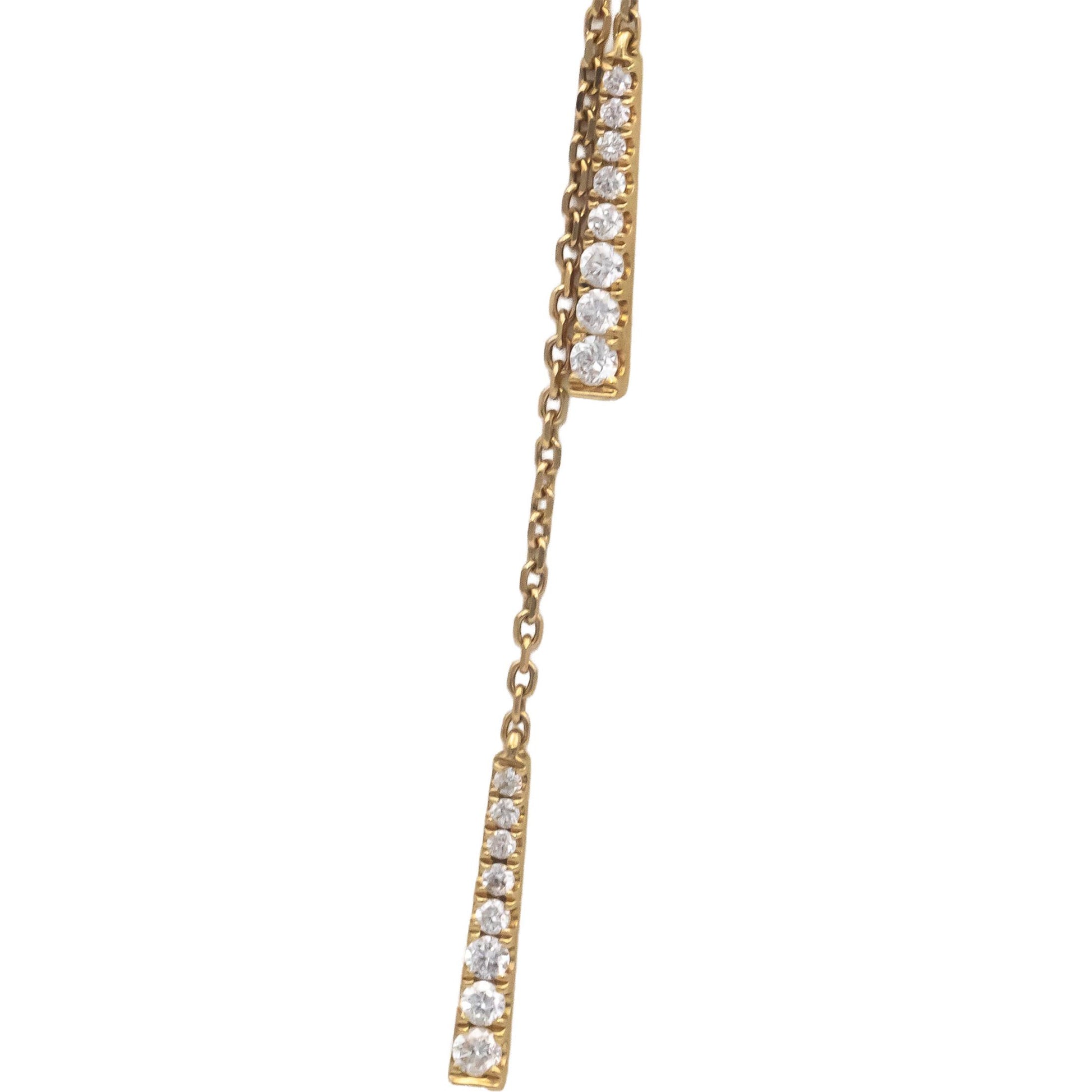 18k Yellow Gold Round Diamond Tassel Necklace Chain 0.25CT