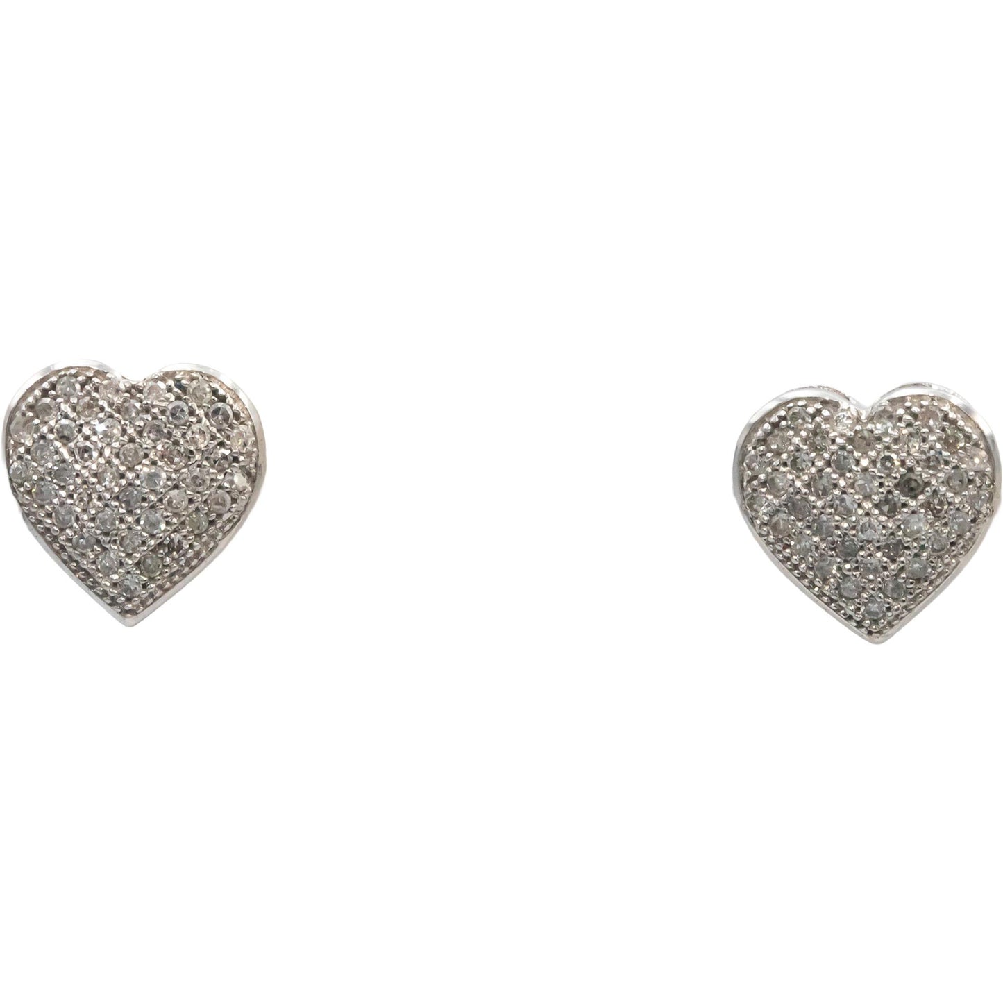 Round Diamond 10k White Gold Heart Cluster Stud Screw Back Earrings 0.25CT