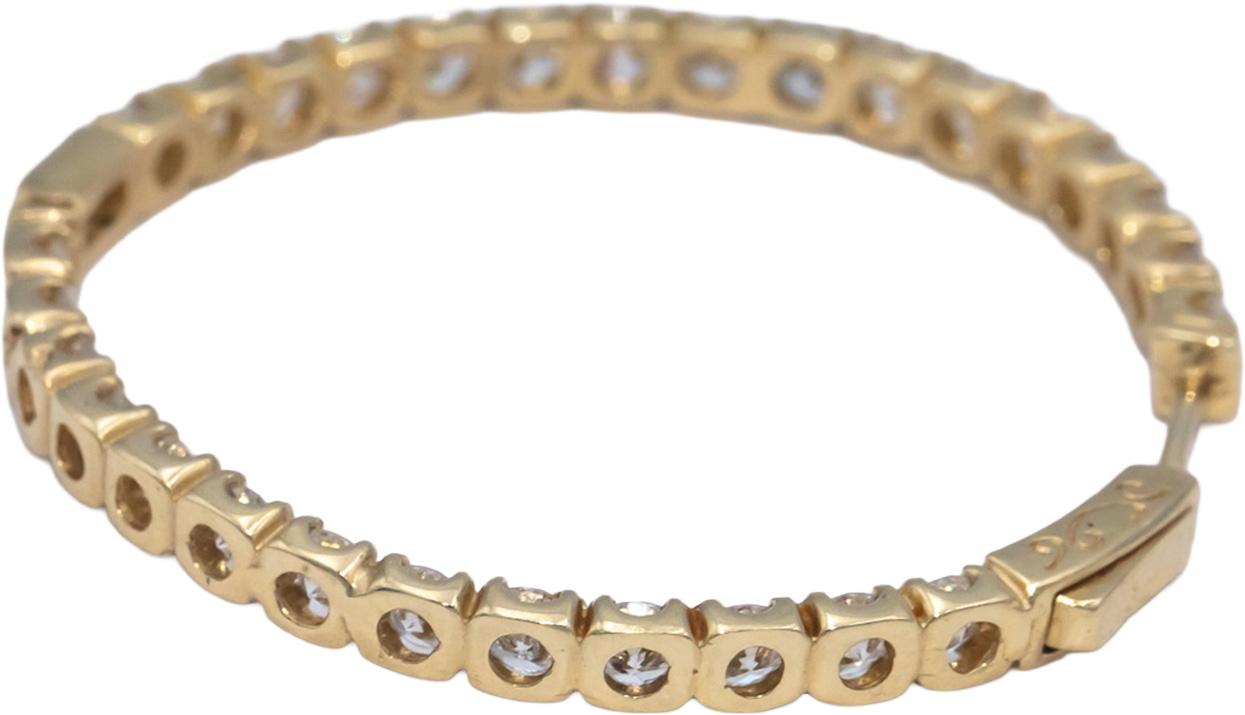 14k Yellow Gold Round Lab Grown Diamond Inside Out Hoop Earrings 5.0CT