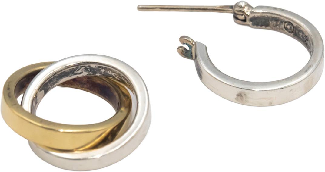 TIFFANY & CO. 18k Gold Sterling Silver Paloma Picasso Circle Hoop Drop Earrings