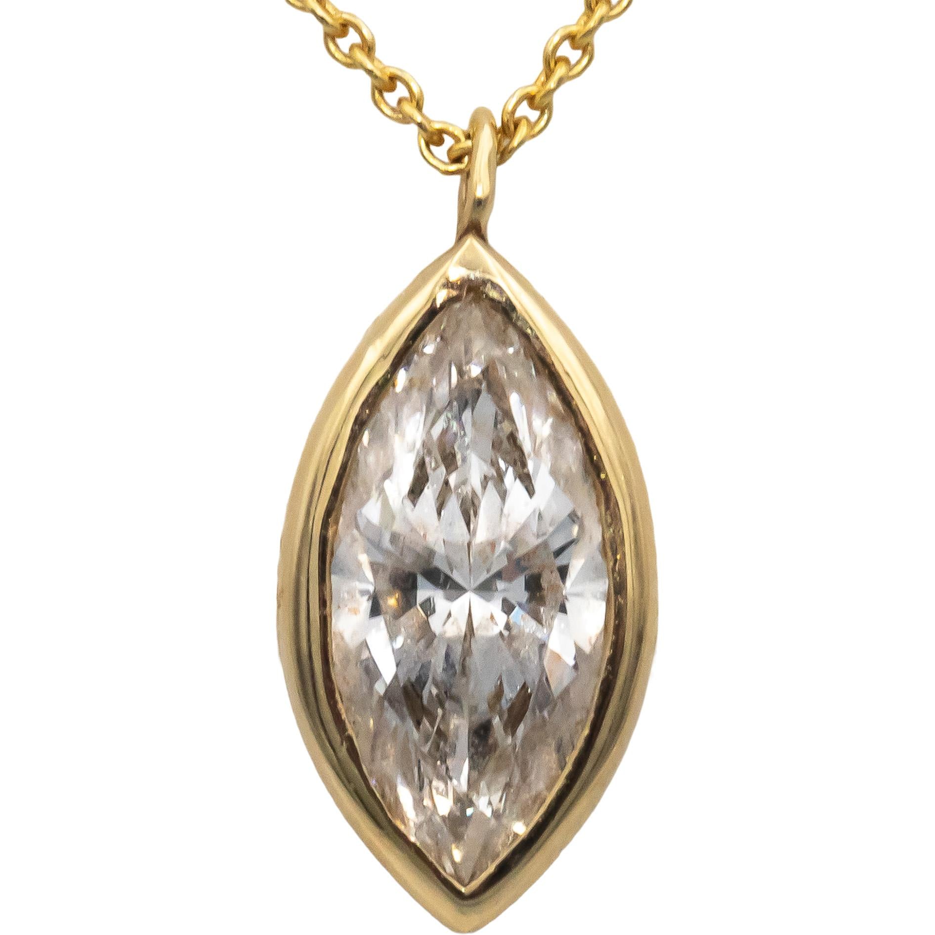 IGI Certified 14k Gold VS1/E Marquise Lab-Grown Diamond Pendant Necklace 2.09CT