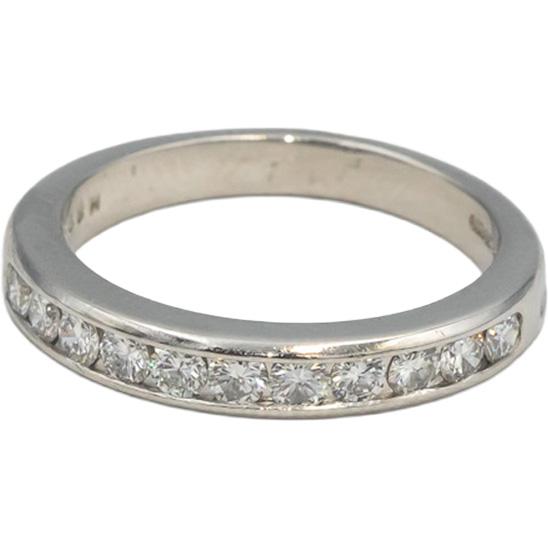 TIFFANY & CO. Platinum Round Channel Set Diamond 3mm Wide Band Ring .44CT Size 6