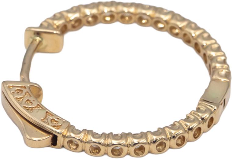 14k Yellow Gold Round Diamond Inside Out Circle Hoop Earrings 1.34CT