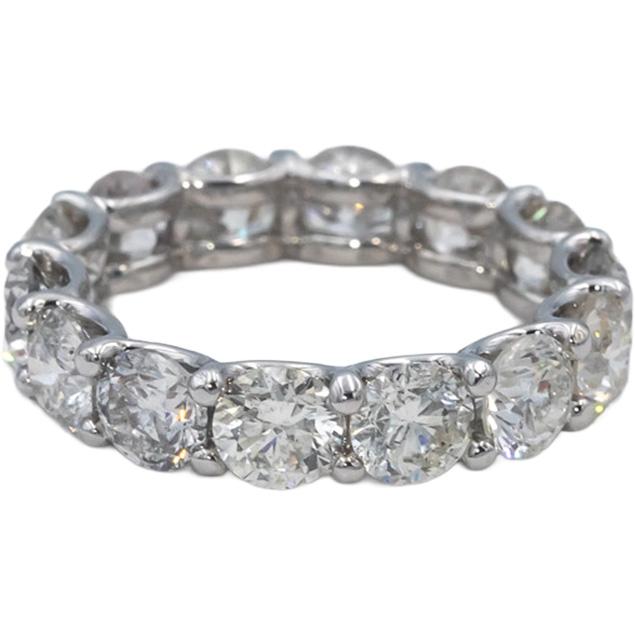 14k White Gold Round Diamond U-Shape Open Gallery Eternity Ring 6.38CT Size 7.5