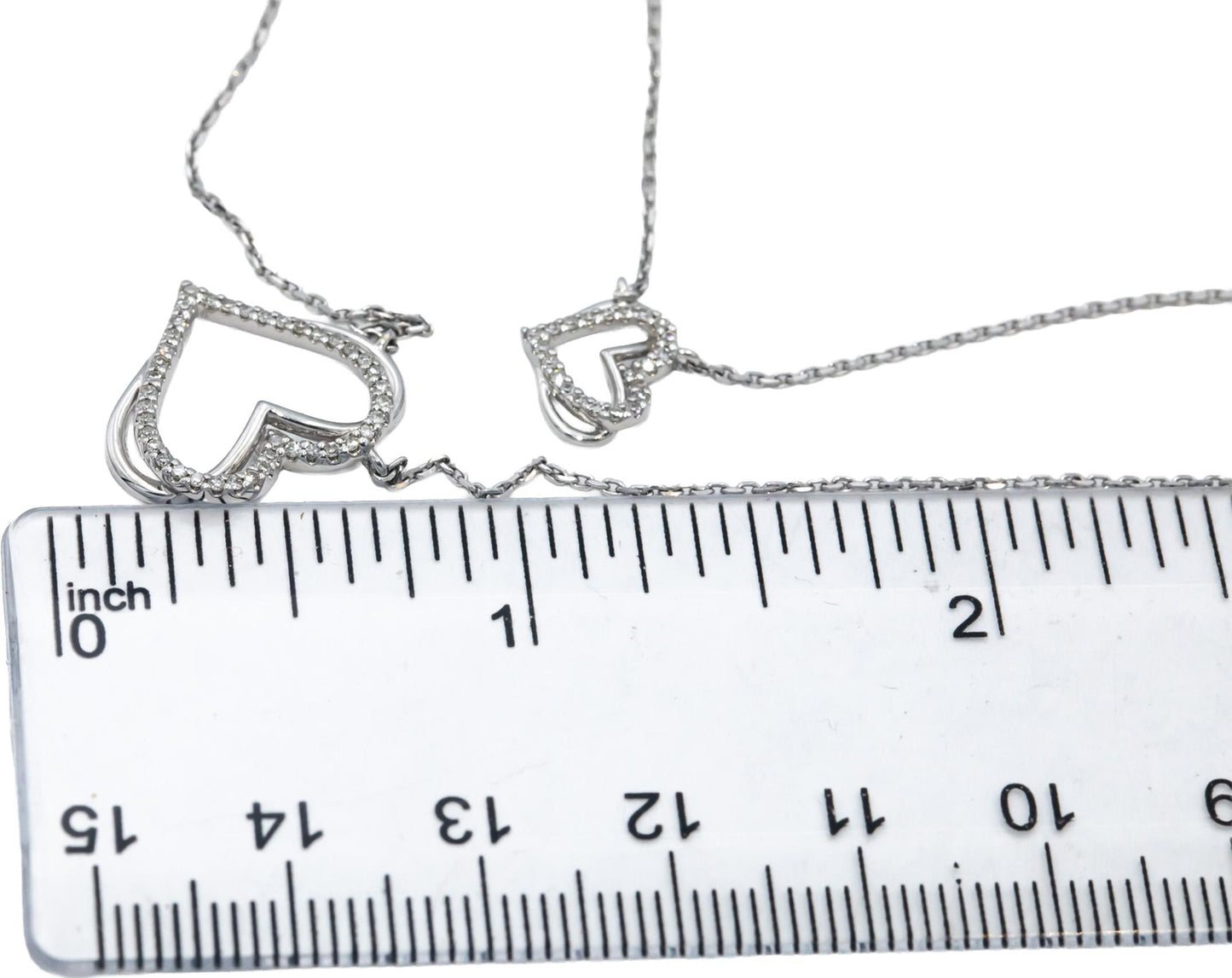 VERA WANG LOVE 10k White Gold Round Diamond Heart Pendant Necklace 0.25CT
