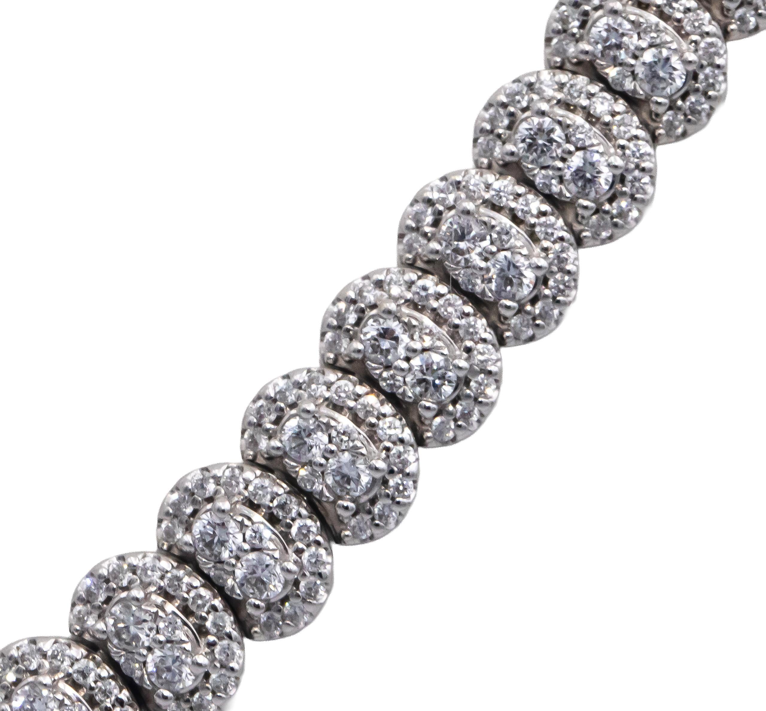 14k White Gold Round Lab-Grown VS Diamond Pave Formal Necklace 10.0CT
