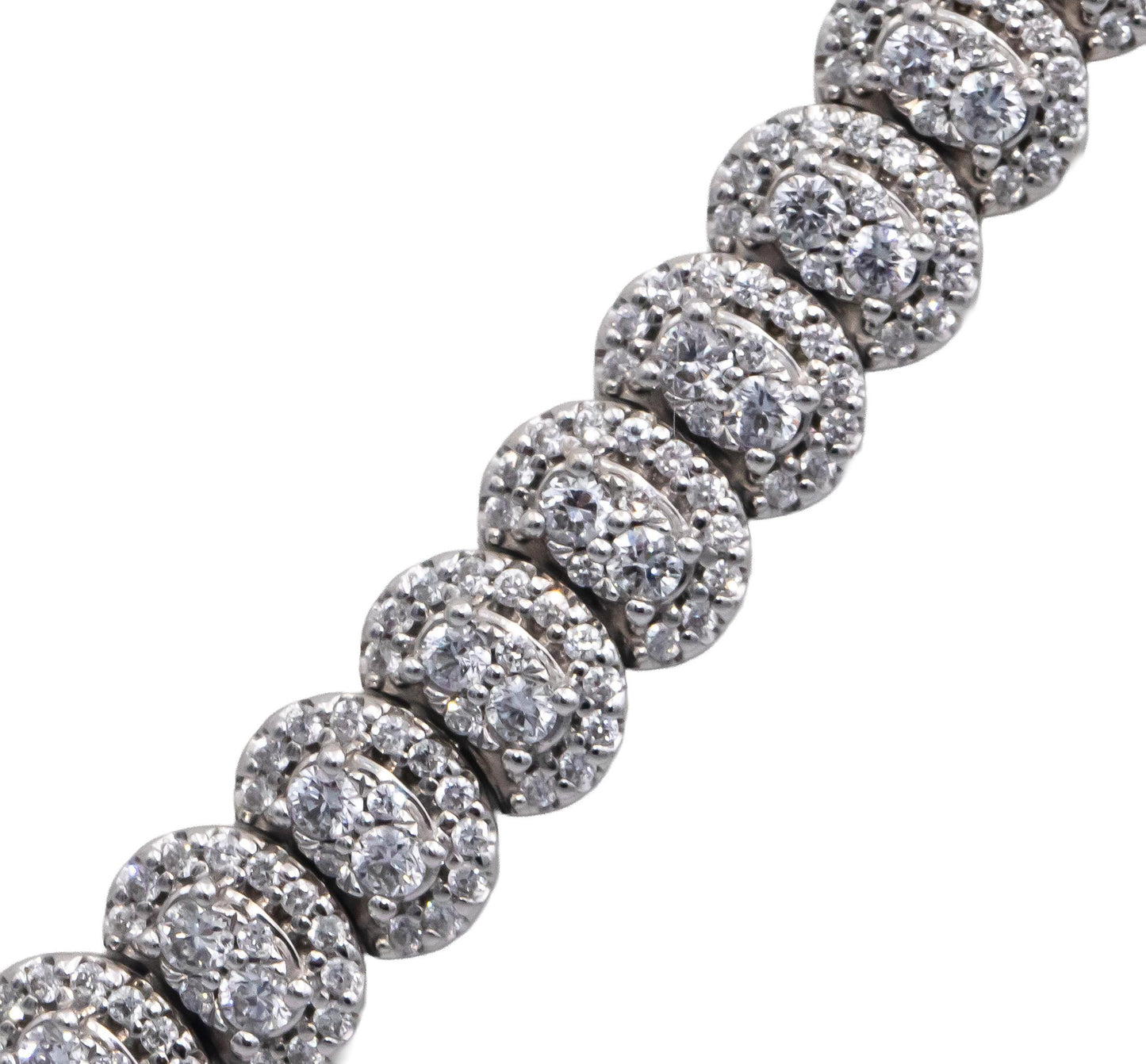 14k White Gold Round Lab-Grown VS Diamond Pave Formal Necklace 10.0CT