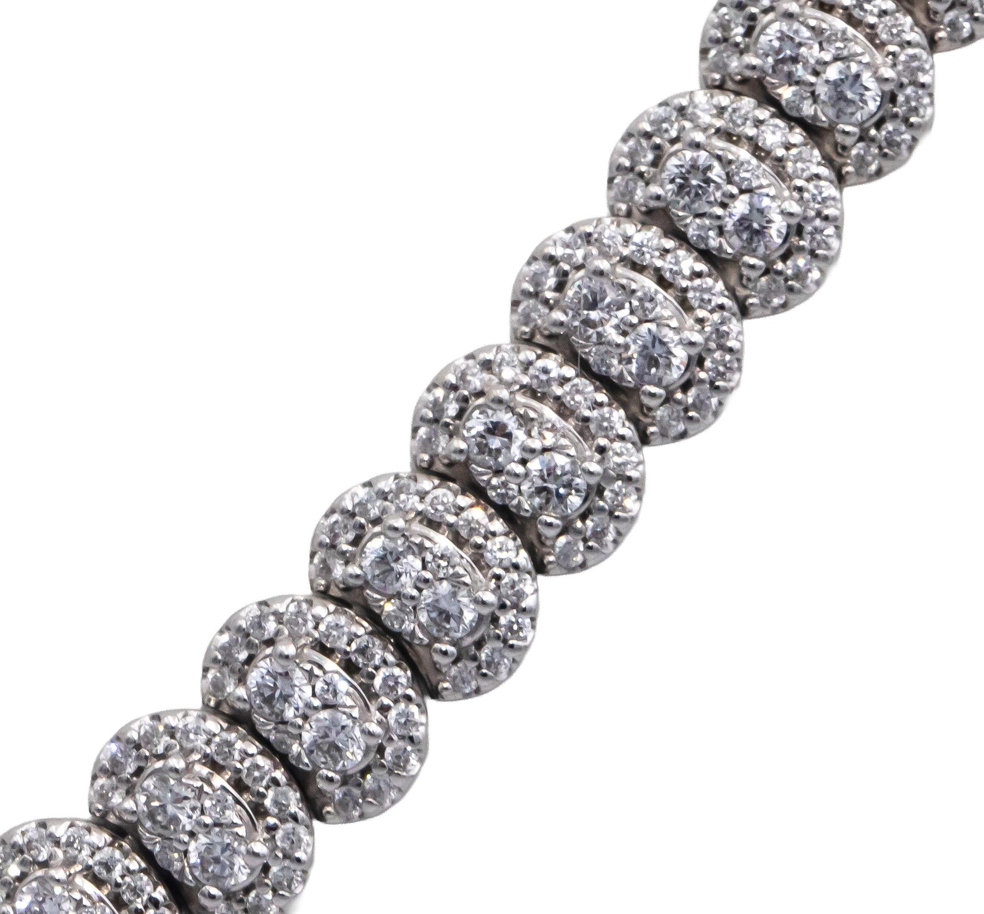 14k White Gold Round Lab-Grown VS Diamond Pave Formal Necklace 10.0CT