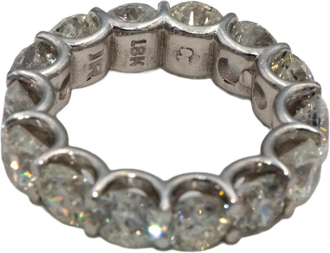 18k White Gold Round Diamond Shared Prong Eternity Band Ring 7.20CT Size 5
