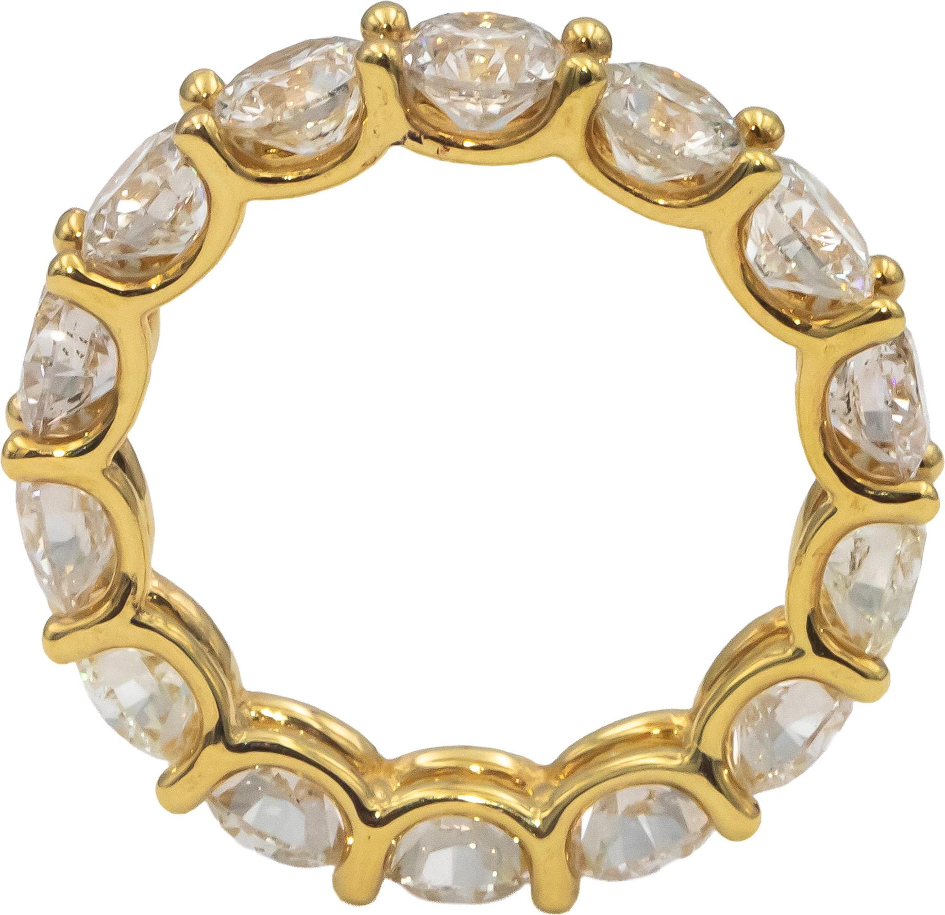 14k Yellow Gold VS Round Diamond Shared Prong Eternity Band Ring 7.78CT Size 6