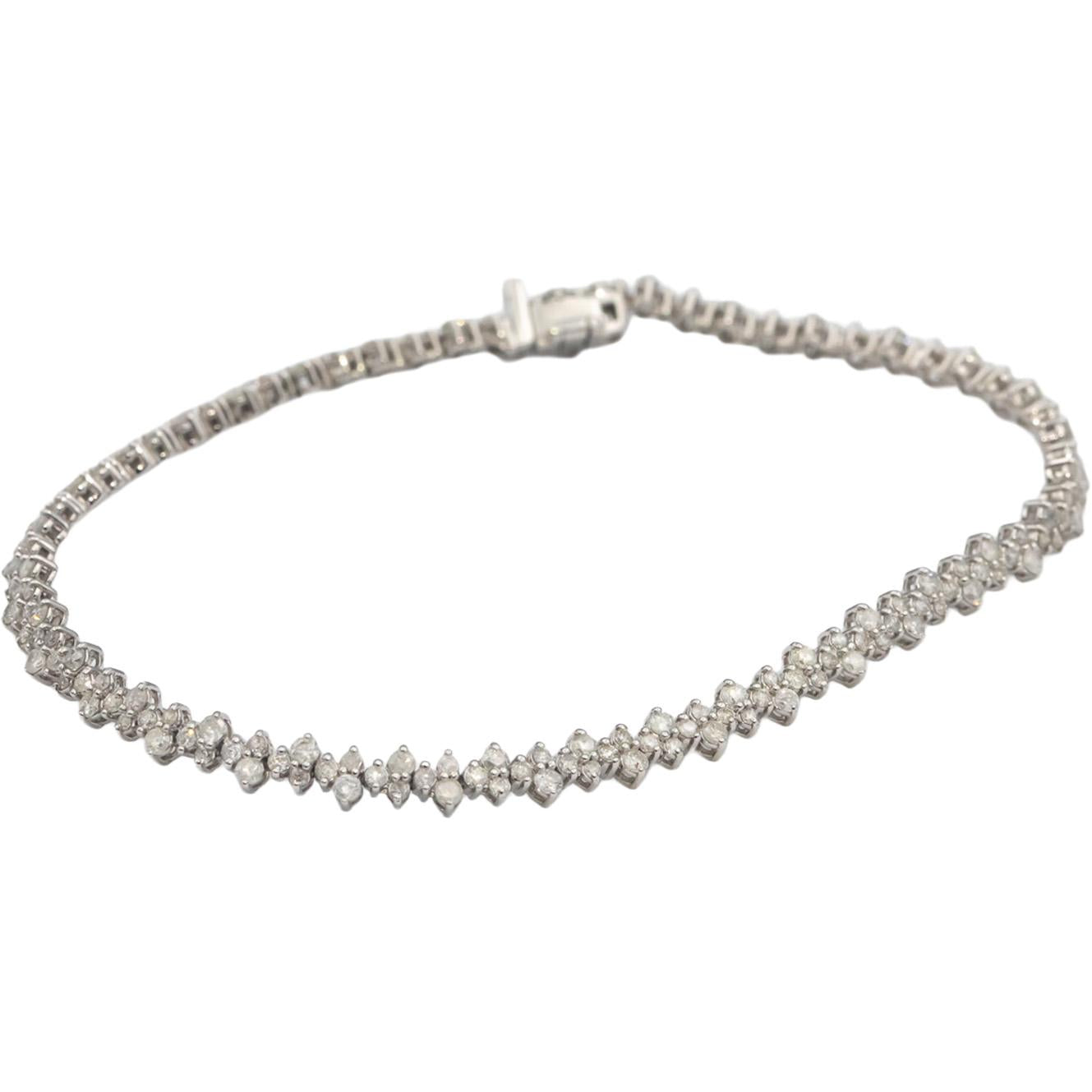 14k White Gold Round Diamond Fancy Link Bracelet 1.0CT