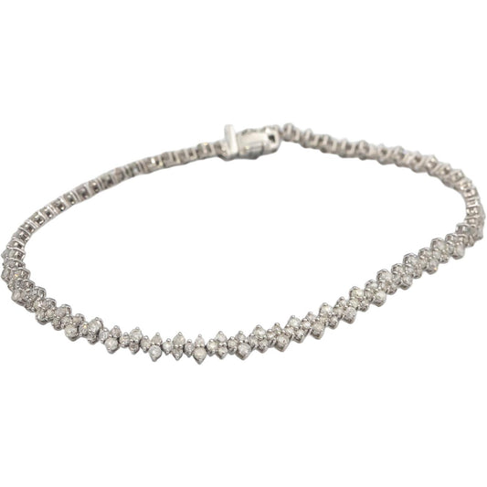 14k White Gold Round Diamond Fancy Link Bracelet 1.0CT