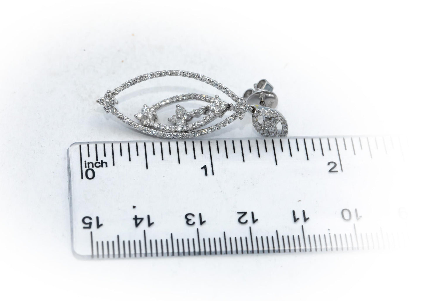 18k White Gold Round Diamond Drop Dangle Earrings 2.20CT