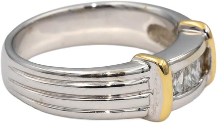 14k White & Yellow Gold VS Radiant Cut Channel Set Diamond Men's Ring 0.50CT