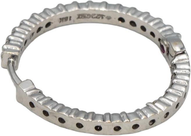 ROBERTO COIN 18k White Gold VS Round Diamond Inside Out Hoop Earrings 1.50CT