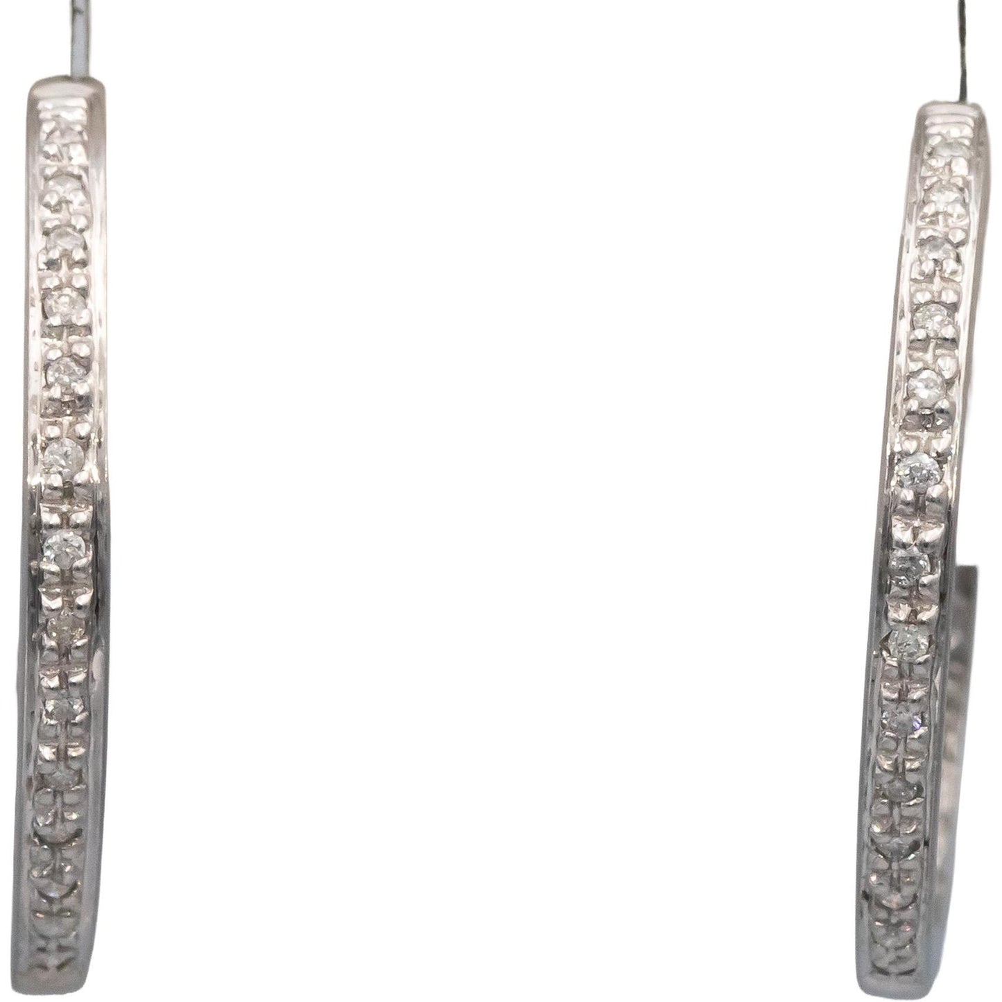 14k White Gold Round Diamond Inside Out Hoop Earrings 0.50CT