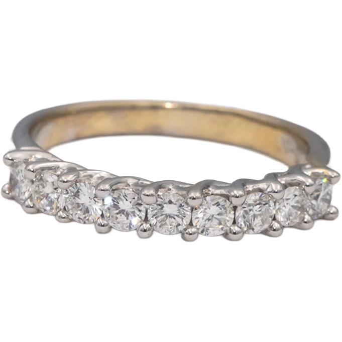 ODELIA Designer 18k White Gold Round Diamond Band Ring 0.75CT Size 7.5