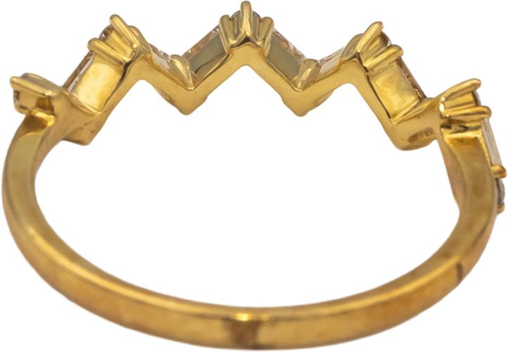 18k Yellow Gold VS Baguette & Round Diamond Zig Zag Band Ring 0.30CT Size 6.75