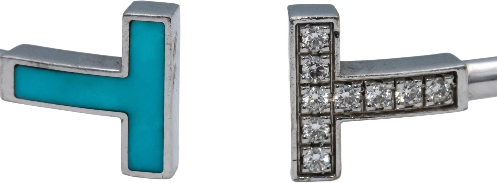 TIFFANY & CO. 18k White Gold VS Diamond & Enamel Tiffany T Bracelet .11CT $5200