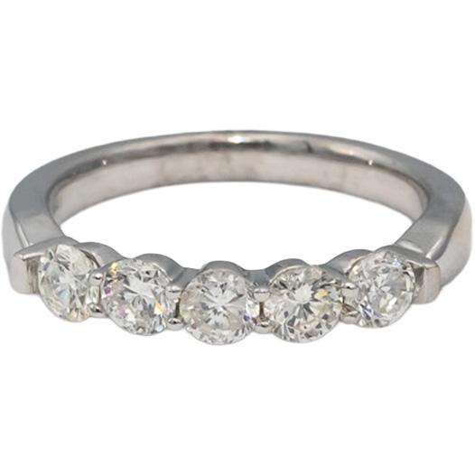 14k White Gold Round Diamond Five Stone Band Ring 0.75CT Size 7