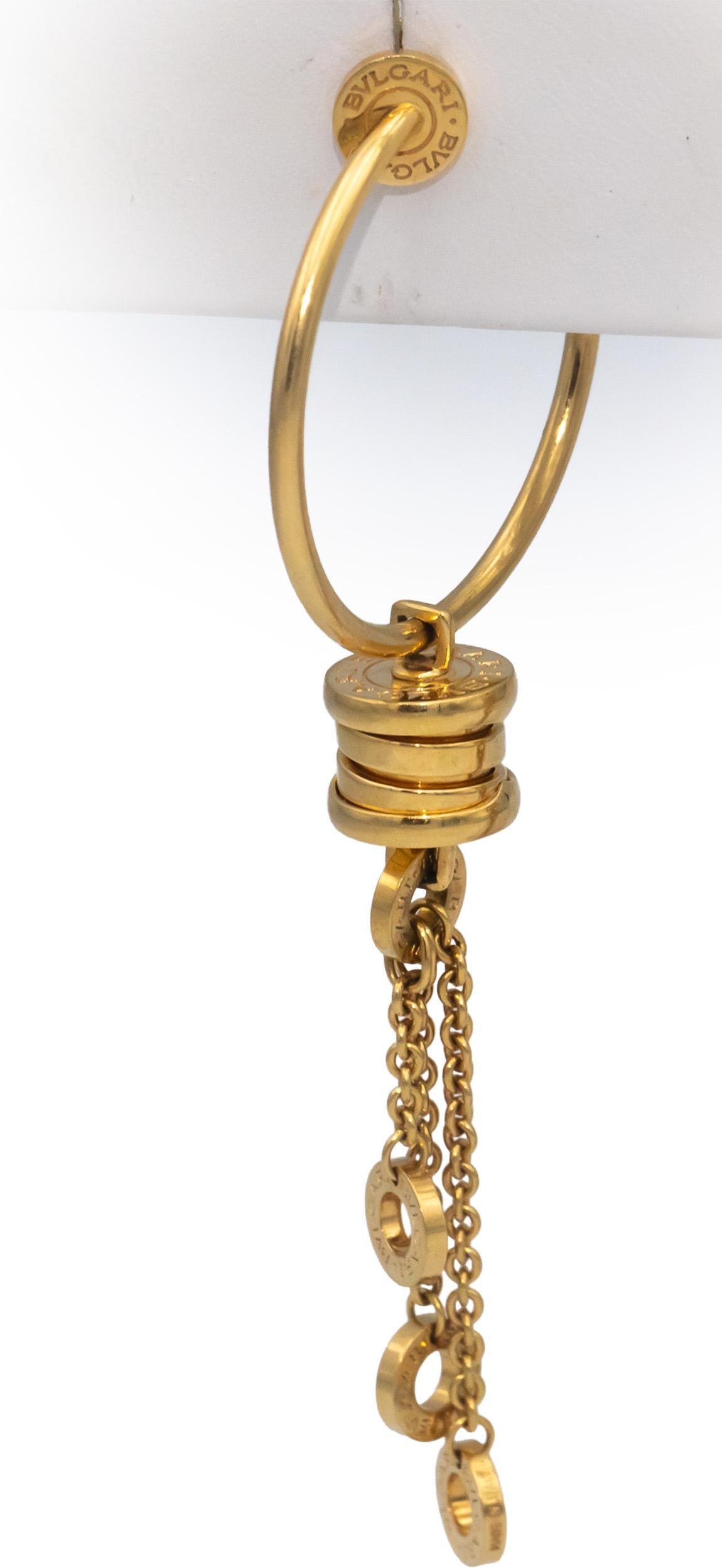 BVLGARI 18k Yellow Gold B.zero1 Dangling Drop Hoop Earrings