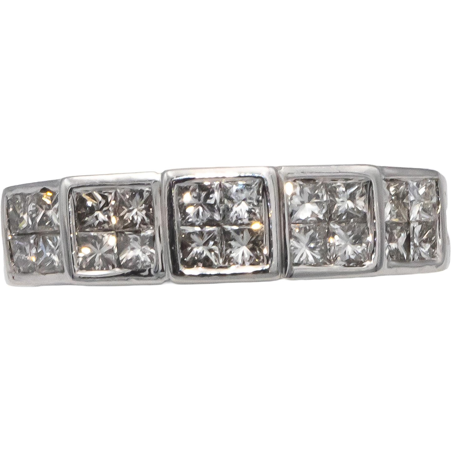 18k White Gold VS Princess Cut Diamond Band Ring 0.70CT Size 6.5