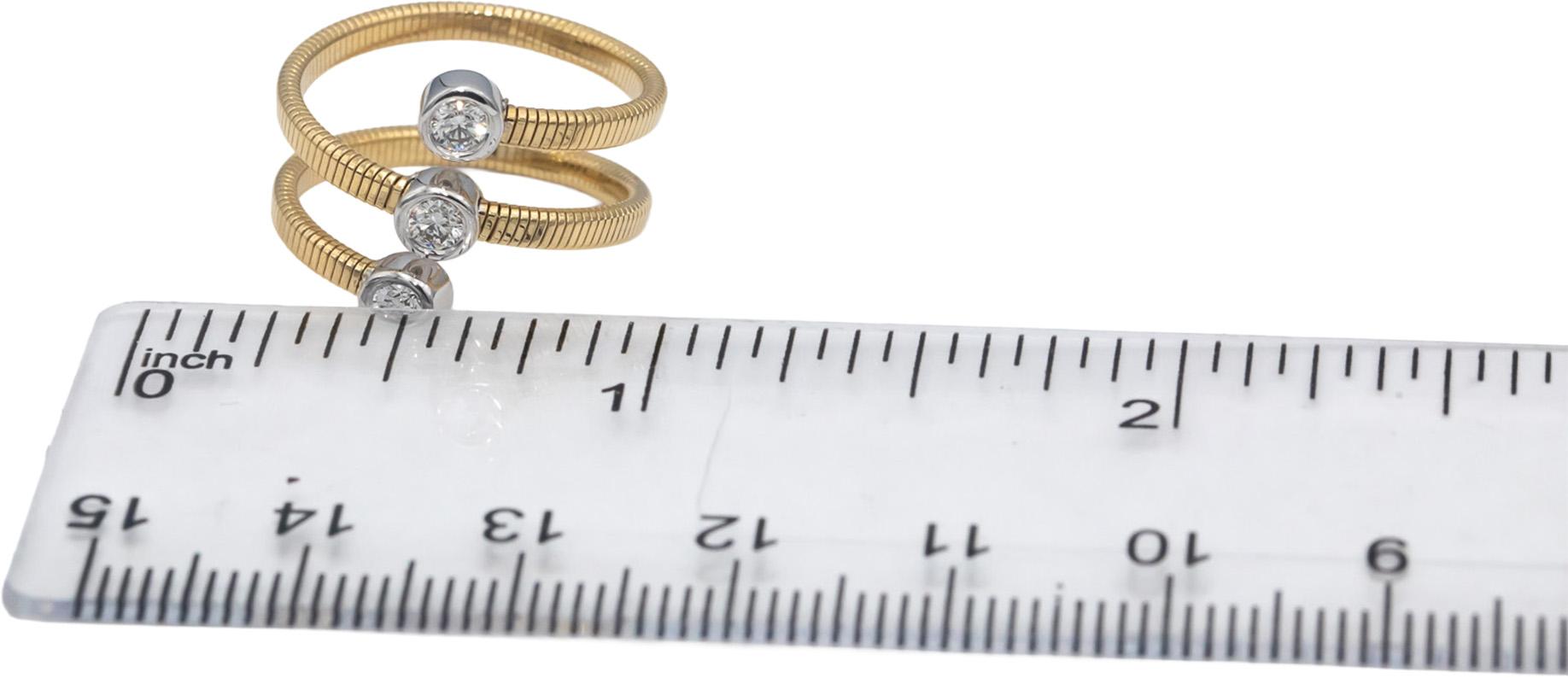 14k White & Yellow Gold Round Diamond Wire Wrap Bypass Ring 0.26CT Size 6