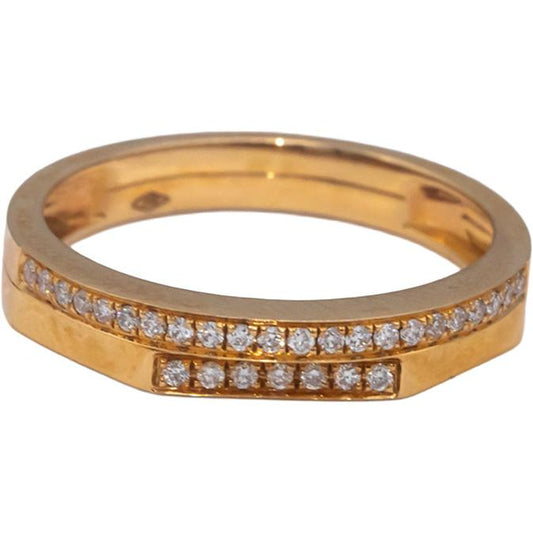 18k Yellow Gold 0.15CT VS Round Diamond Double Row Band Ring 0.15CT Size 7