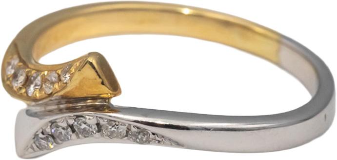 14k White & Yellow Gold Round Diamond Bypass Ring 0.15CT Size 7.25