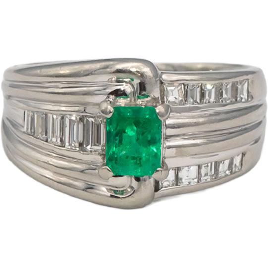 Platinum VS Diamond & Emerald Cocktail Ring 1.34CT Size 7.75