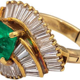 GIA Certified 14k Yellow Gold Colombian Emerald & Diamond Ring 4.0CTW Size 4.75