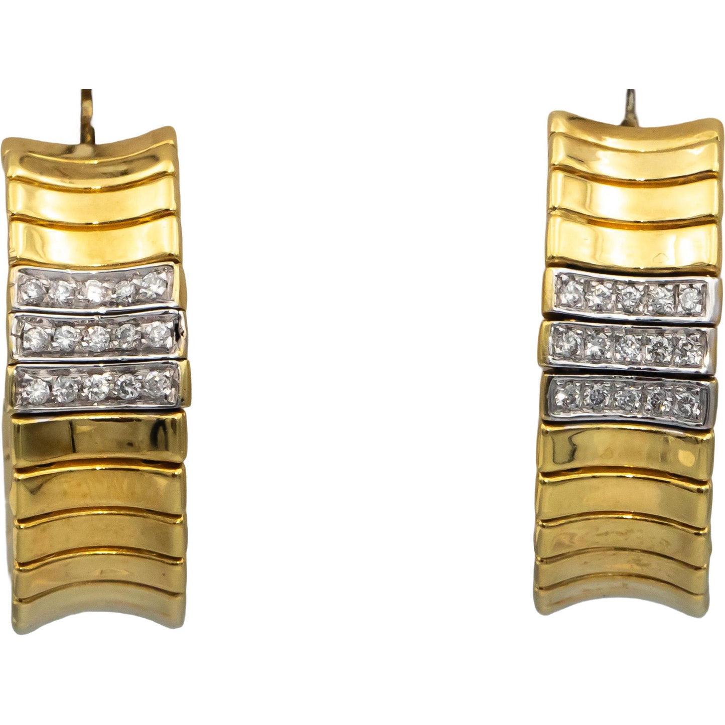 CHIMENTO 18k Yellow & White Gold Round VS Diamond Hoop Earrings 0.15CT