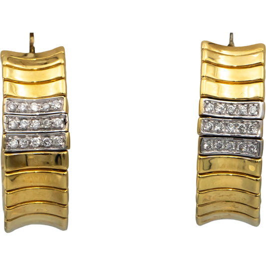 CHIMENTO 18k Yellow & White Gold Round VS Diamond Hoop Earrings 0.15CT