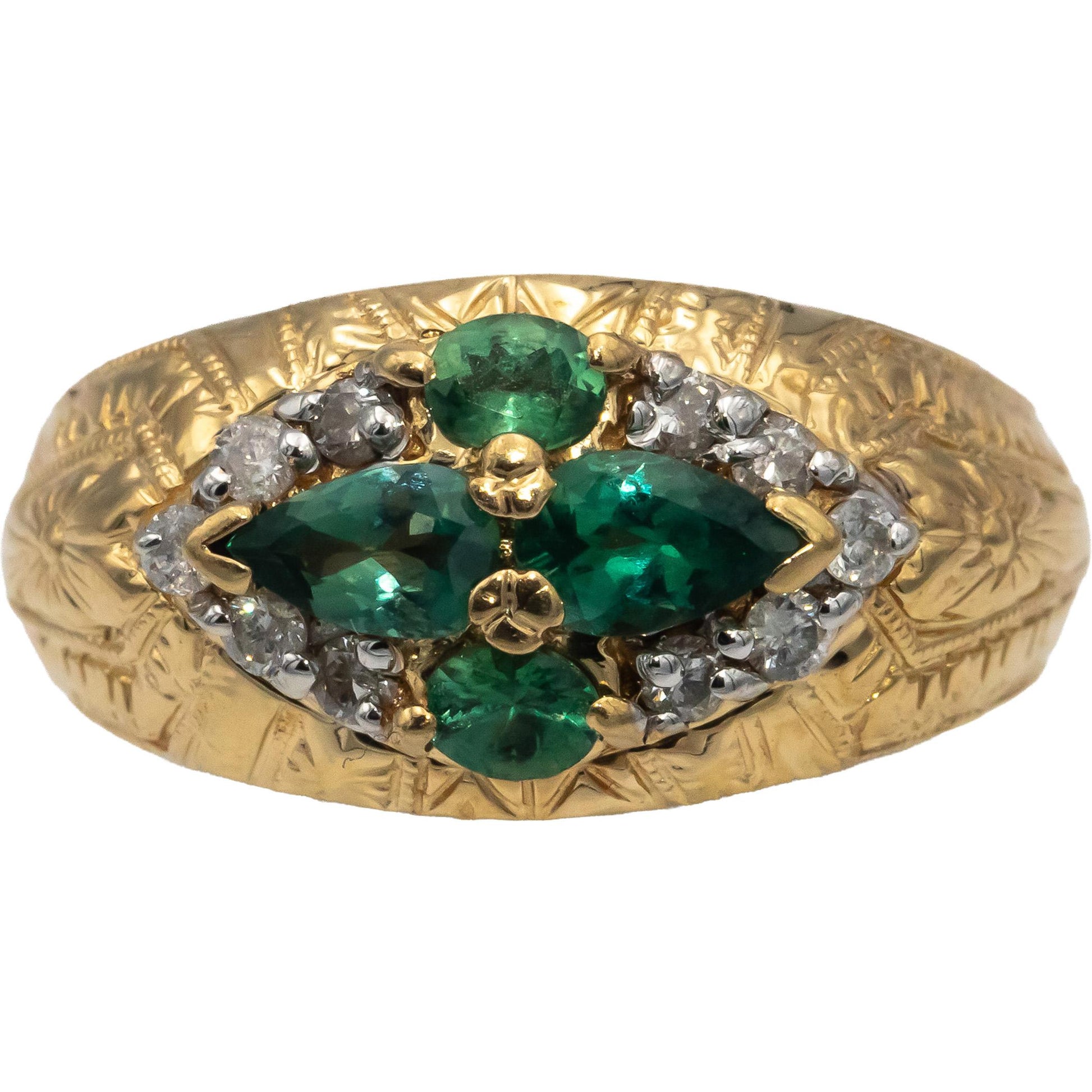 Vintage 14k Yellow Gold Diamond & Green Topaz Cocktail Ring 1.20CTW Size 7
