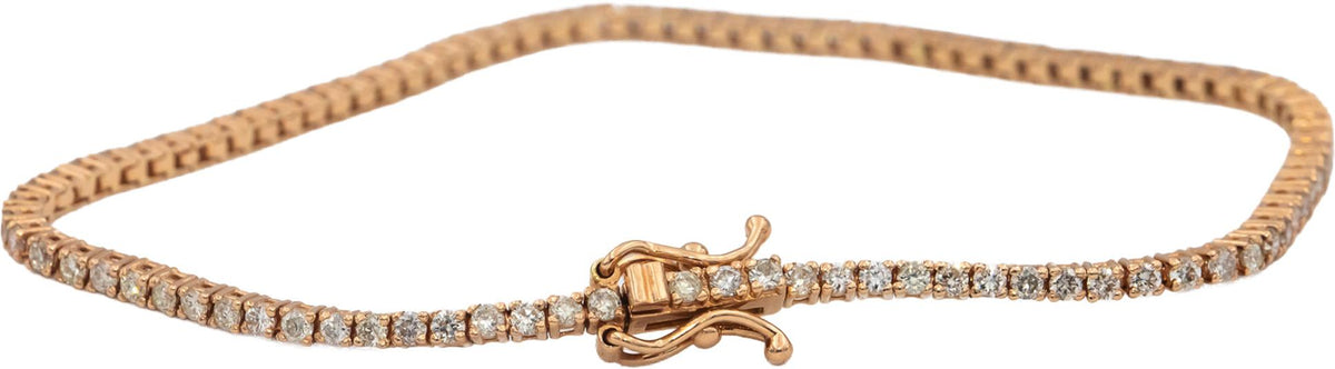 14k Rose Gold Round Diamond Tennis Bracelet 1.71CT