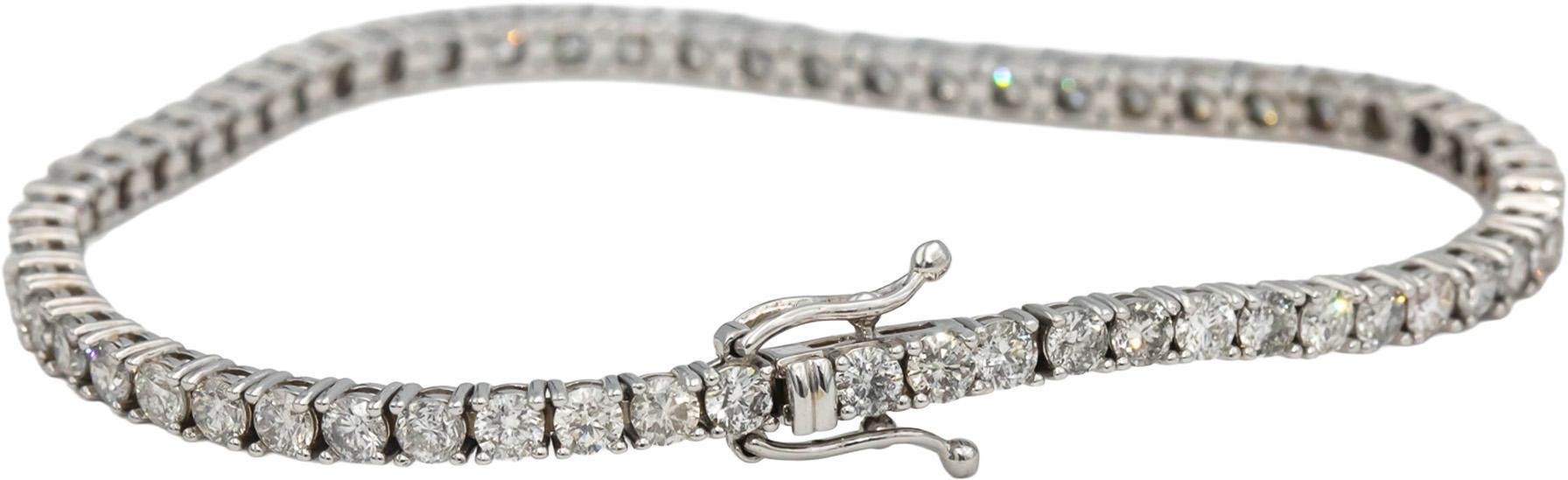 14k White Gold Round Diamond Tennis Bracelet 5.25CT