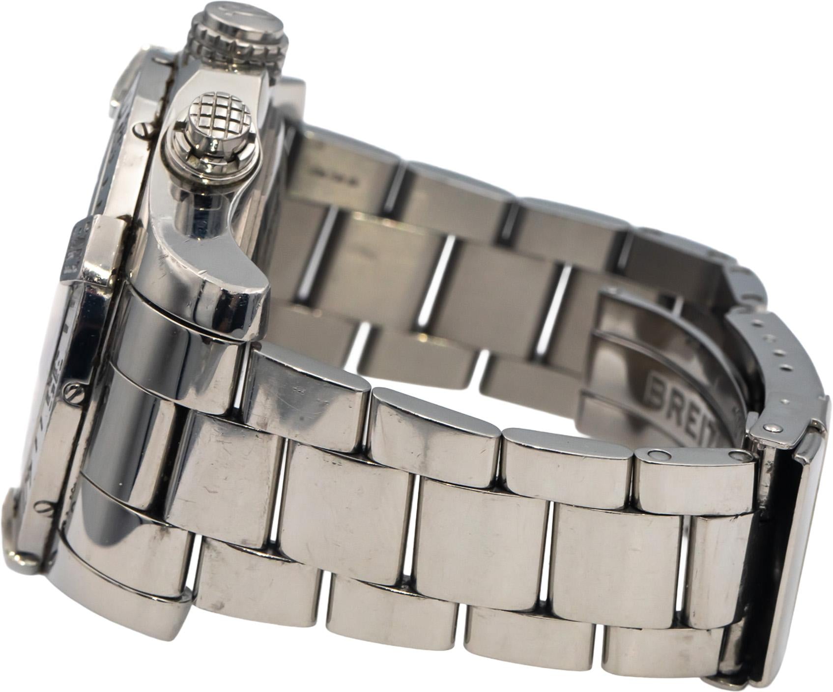 BREITLING Super Avenger II A13371 Stainless Steel Chronograph Watch w Box Papers