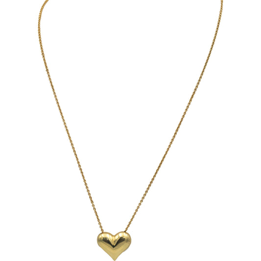 TIFFANY & CO. Vintage 18k Yellow Gold Puffed Heart Pendant Necklace
