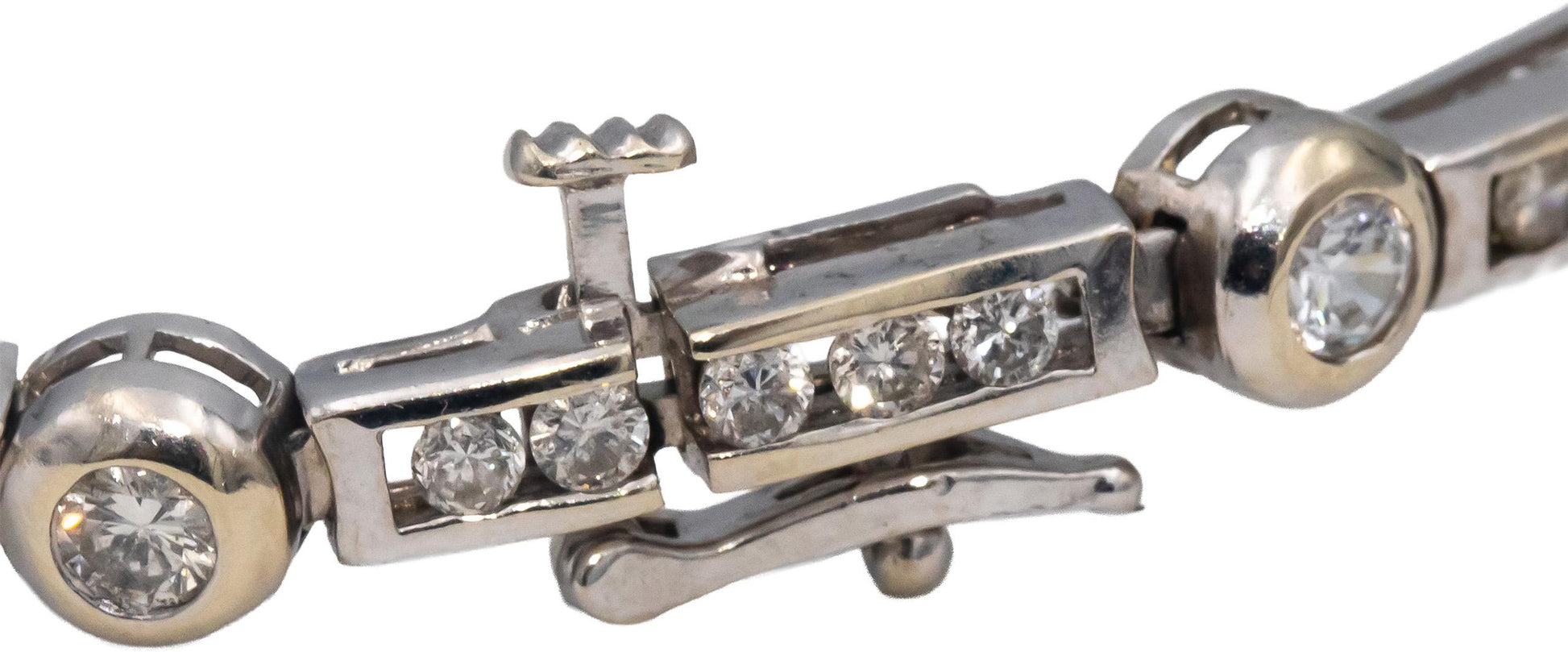 14k White Gold Round Diamond Fancy Link Bracelet 1.90CT