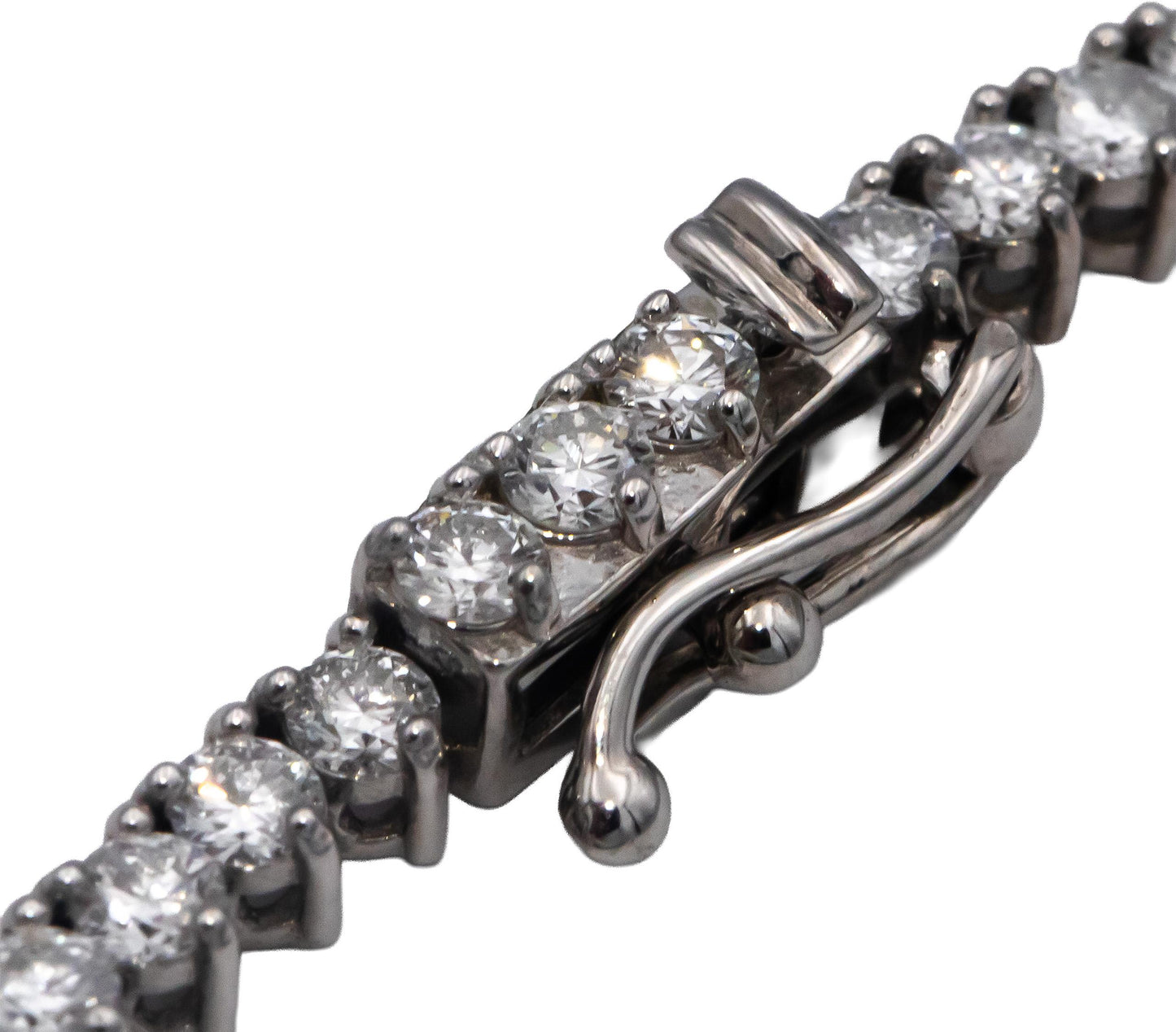 14k White Gold VS Round Three Prong Set Diamond Tennis Necklace 7.78CT
