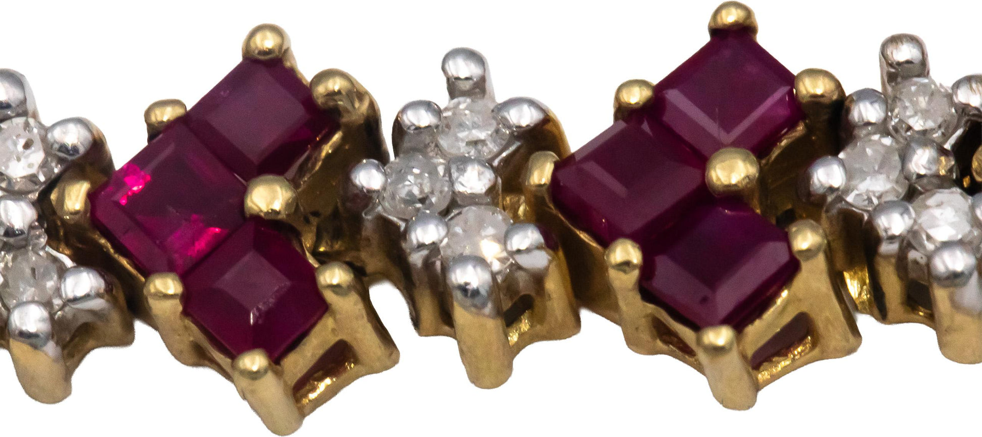 10k Yellow Gold Ruby and Diamond Fancy Link Bracelet 5.0CTW