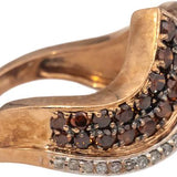 10k Rose Gold Round Diamond Cluster Bypass Ring 0.33CT Size 6