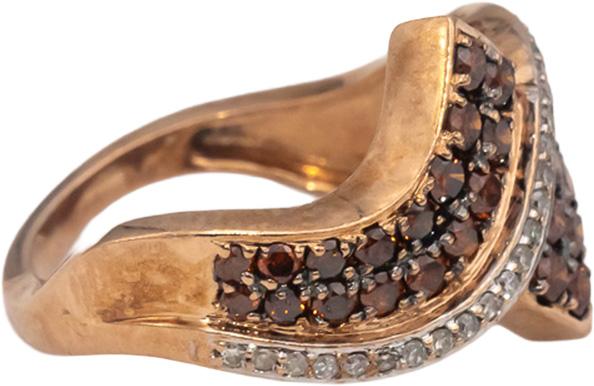 10k Rose Gold Round Diamond Cluster Bypass Ring 0.33CT Size 6