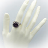 GIA 18k White Gold Lab-Grown Sapphire & Diamond Ring 11.0CT Size 6.75