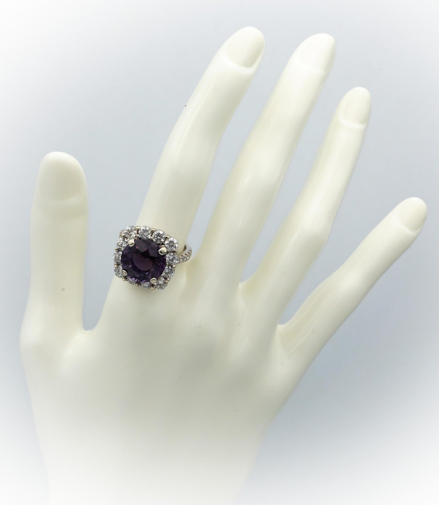 GIA 18k White Gold Lab-Grown Sapphire & Diamond Ring 11.0CT Size 6.75