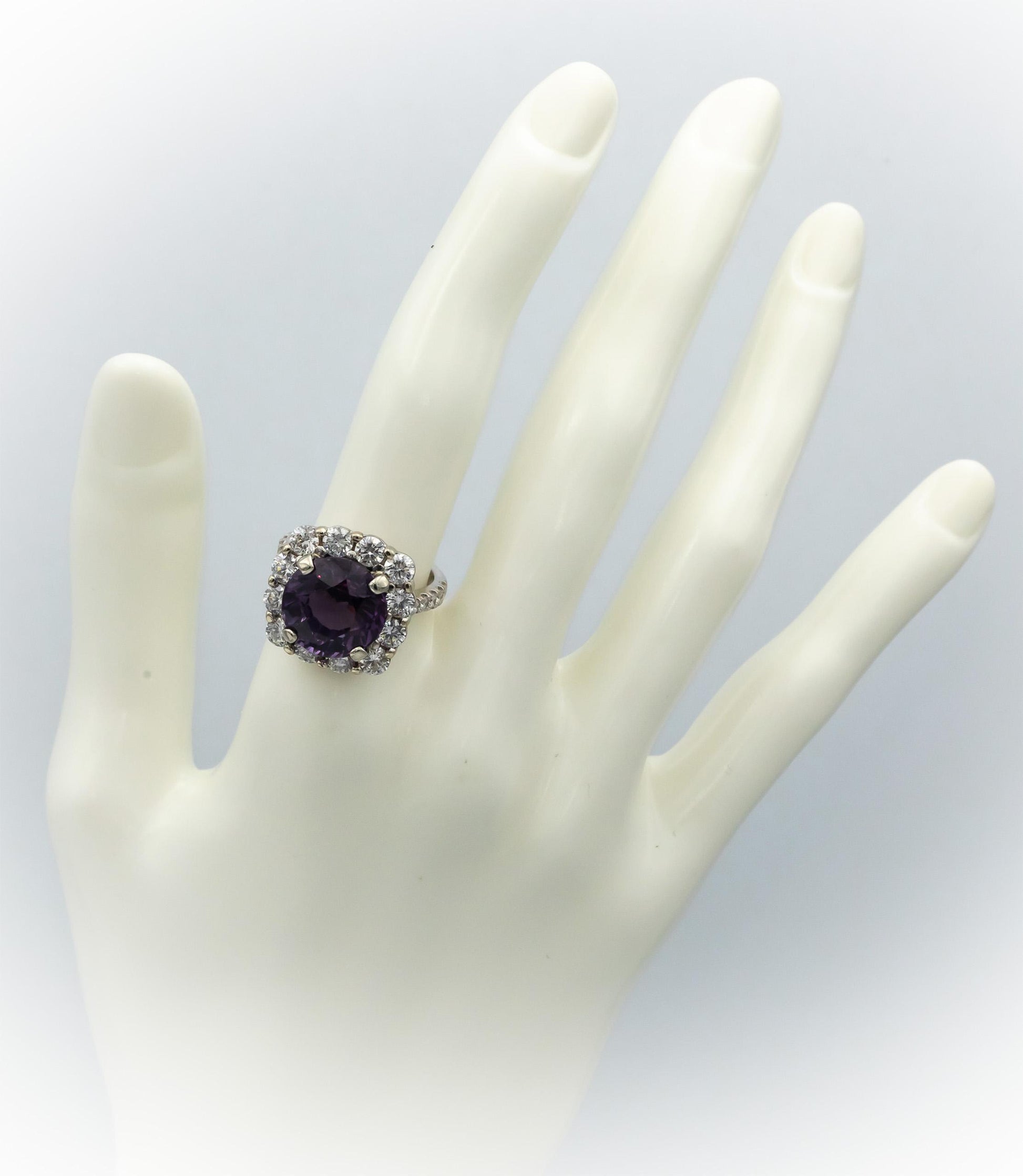 GIA 18k White Gold Lab-Grown Sapphire & Diamond Ring 11.0CT Size 6.75
