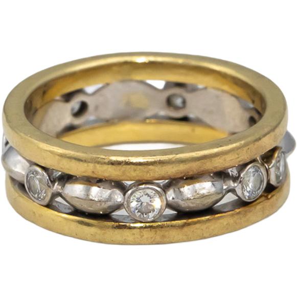 Vintage Antique 14k Yellow & White Gold VS Diamond Eternity Ring 0.32CT Size 5